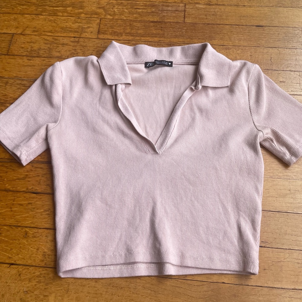 Zara cropped polo top